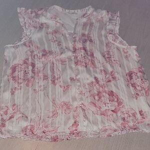 Elegant Floral Cap Sleeve Blouse